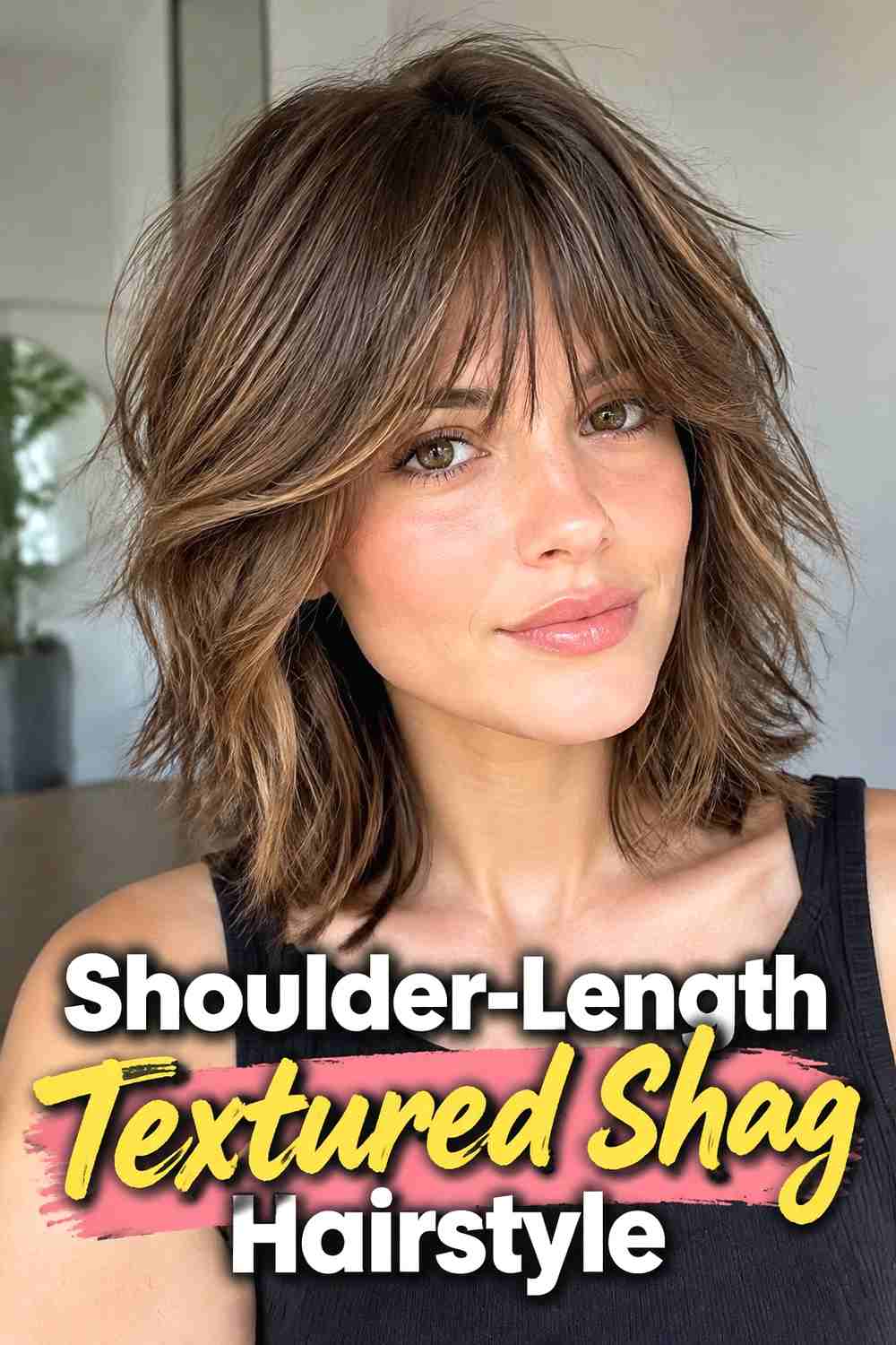 2. Shoulder Length Textured Shag Hairstyle