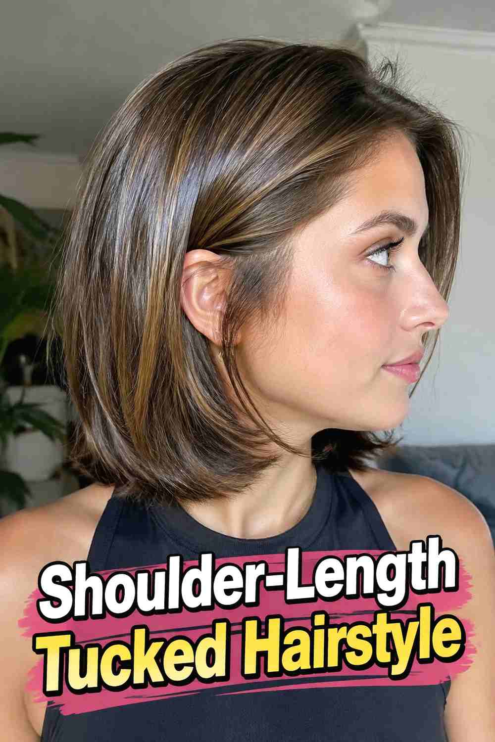 9. Shoulder Length Tucked Hairstyle
