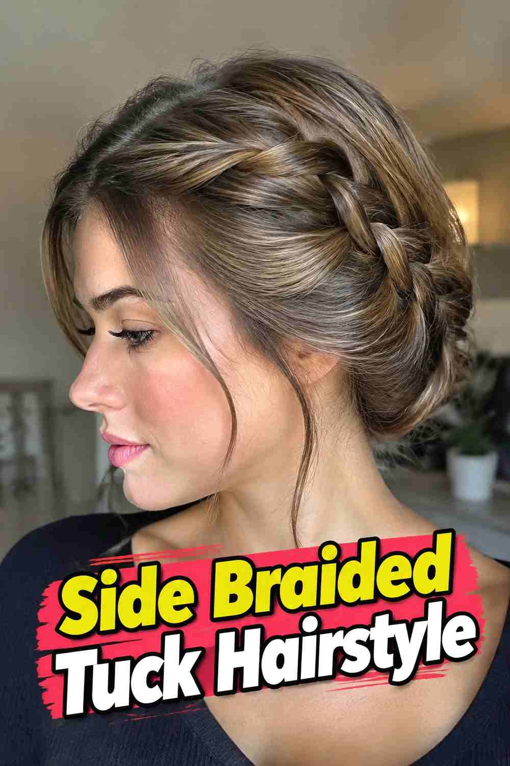 2. Side Braided Tuck Hairstyle