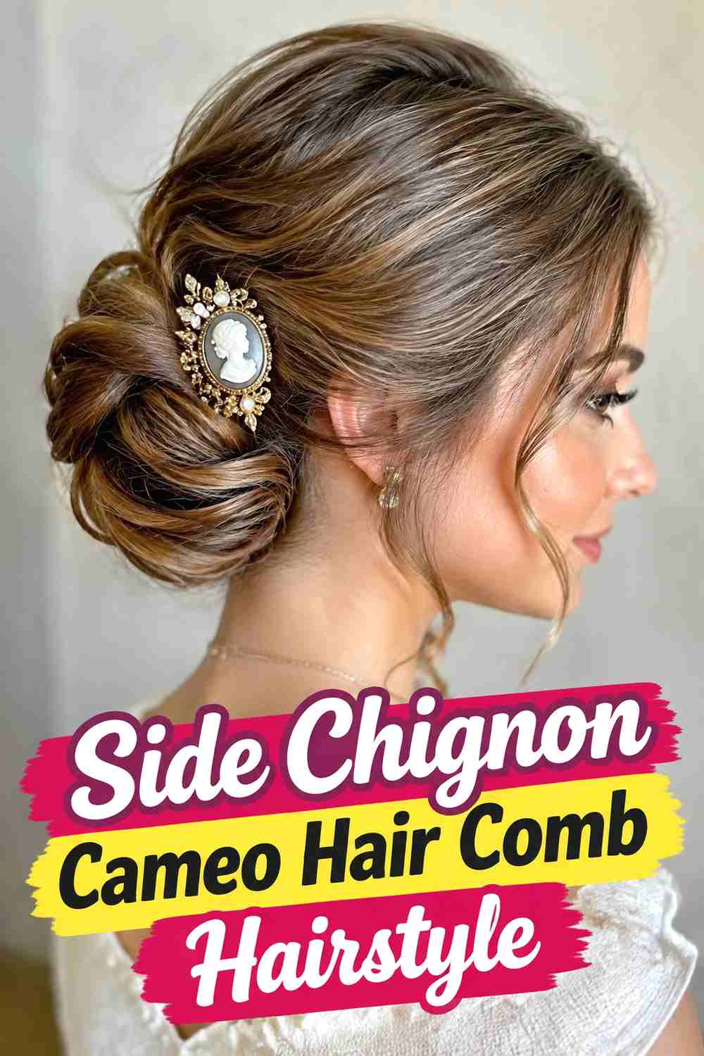 10. Side Chignon Cameo Hair Comb Hairstyle