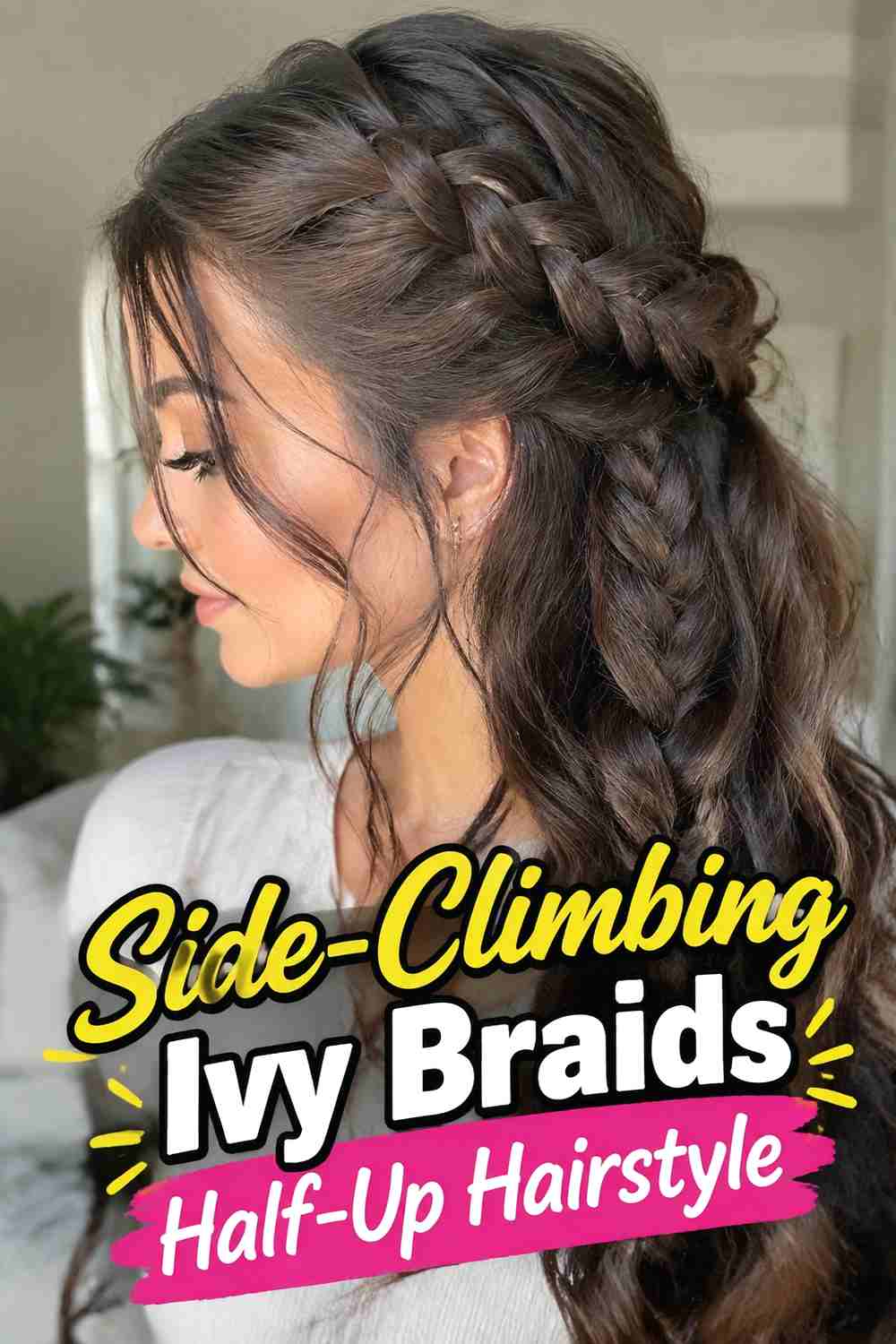 3. Side Climbing Ivy Braids Half Up Hairstyle
