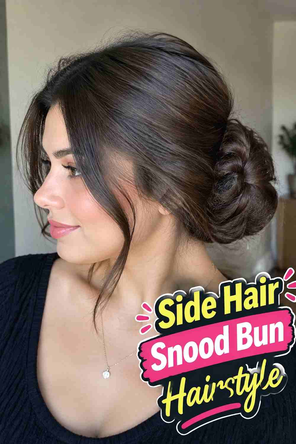 5. Side Hair Snood Bun Hairstyle