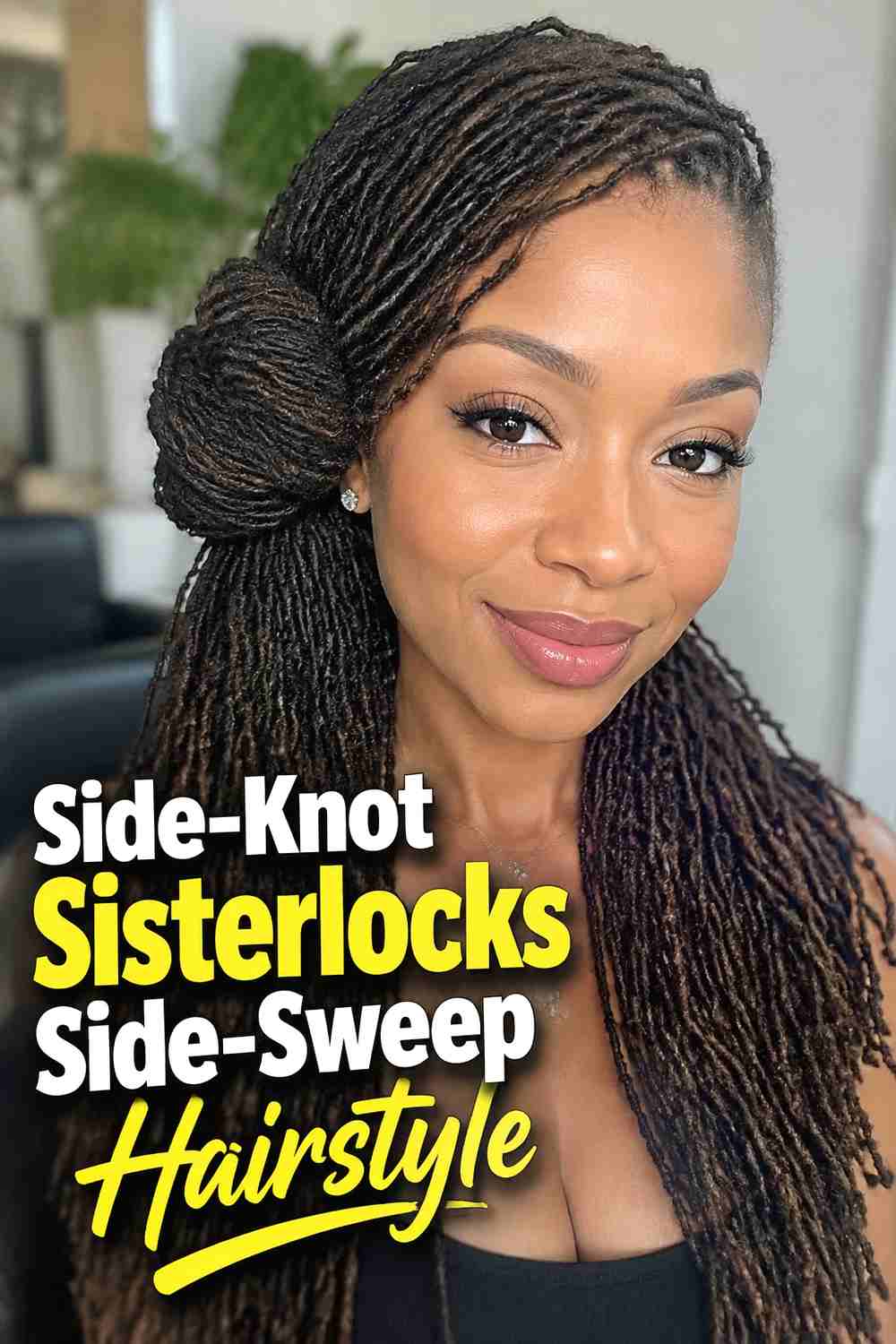 17. Side Knot Sisterlocks Side Sweep Hairstyle