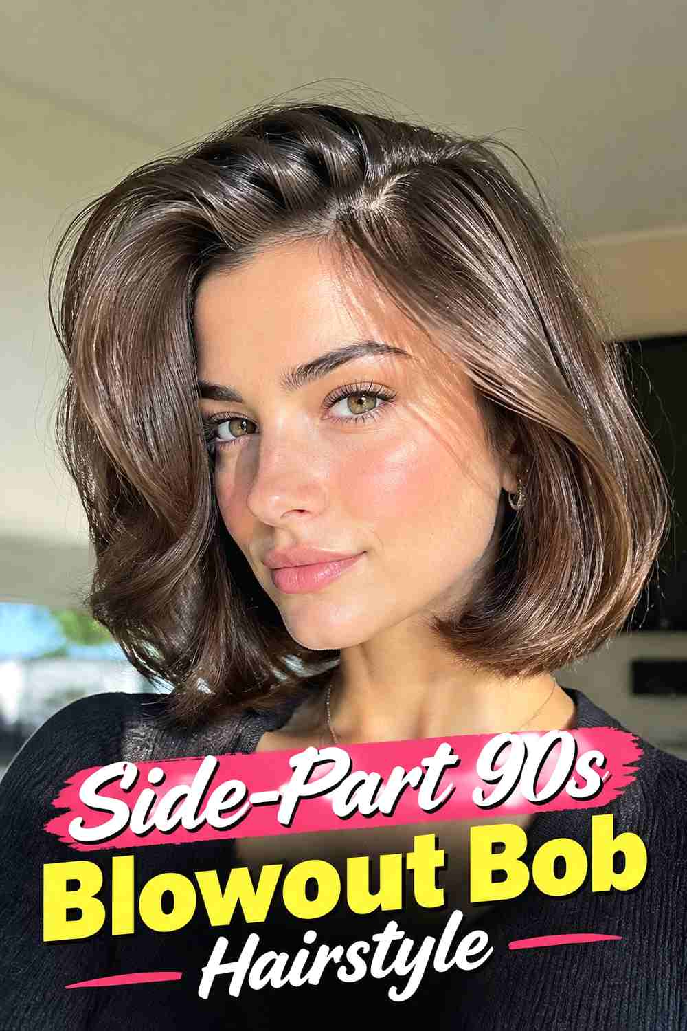 3. Side Part 90s Blowout Bob Hairstyle