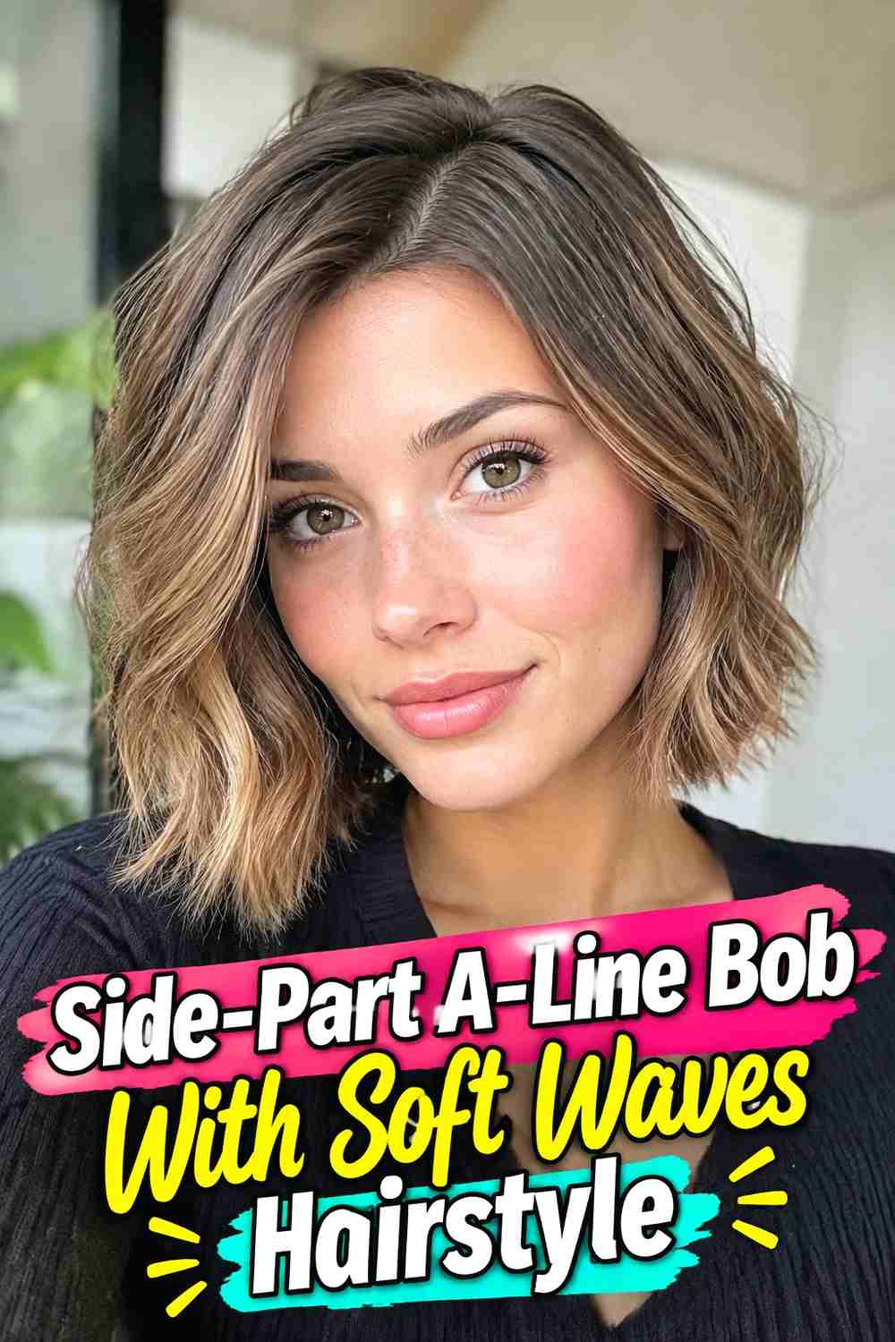 6. Side Part A Line Bob With Soft Waves Hairstyle