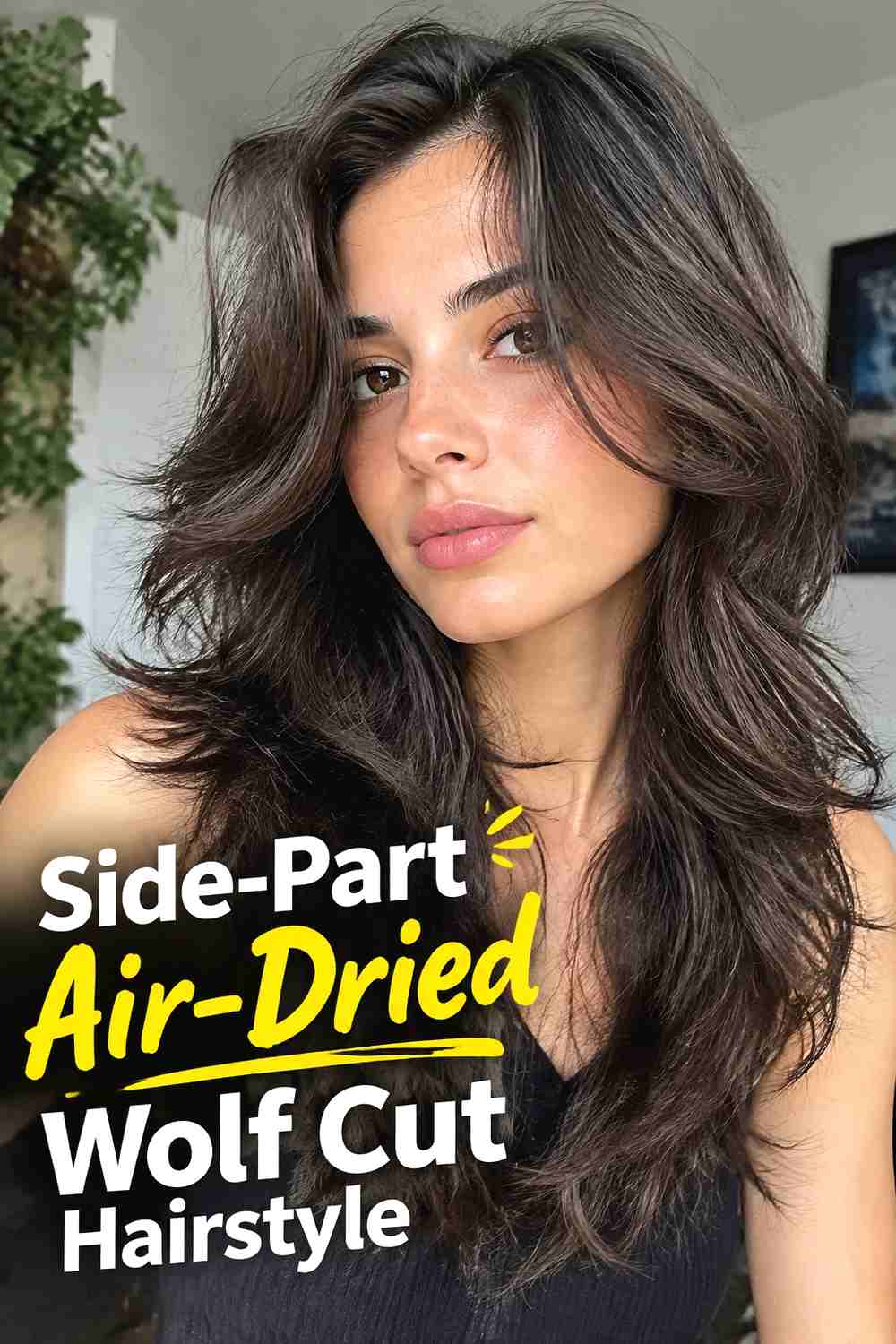 8. Side Part Air Dried Wolf Cut Hairstyle