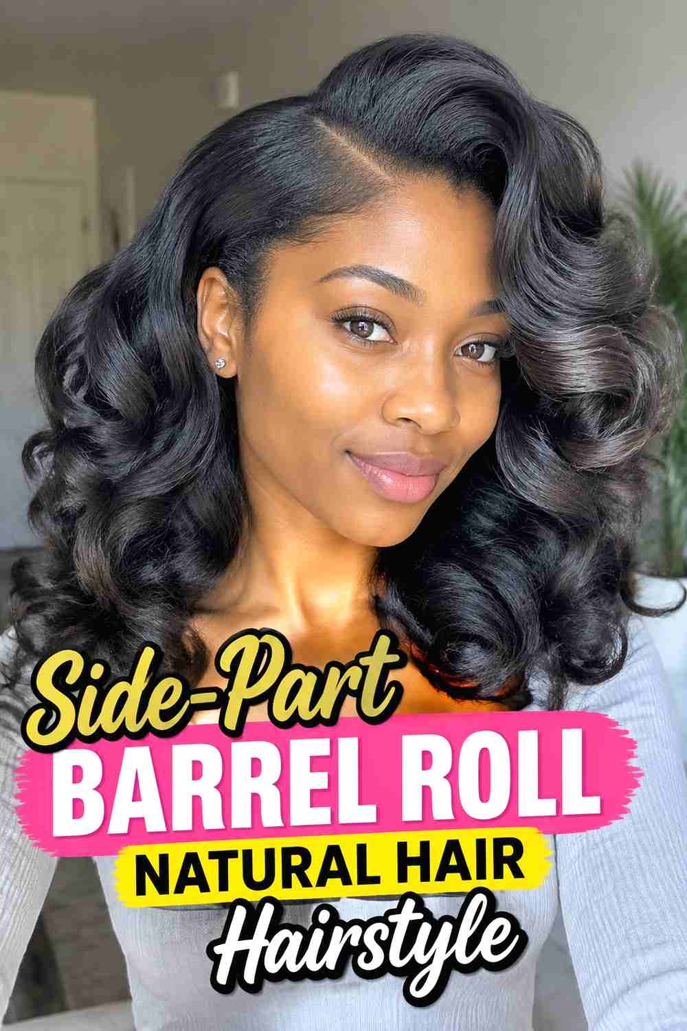 2. Side Part Barrel Roll Natural Hair Hairstyle