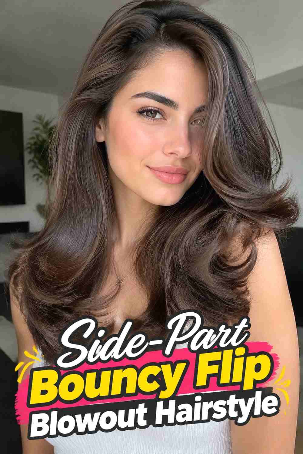 4. Side Part Bouncy Flip Blowout Hairstyle