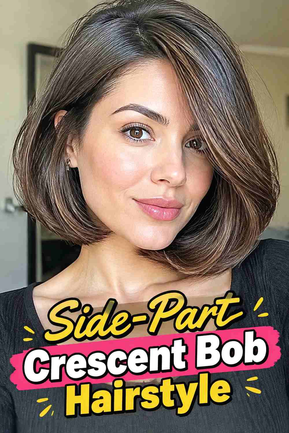 5. Side Part Crescent Bob Hairstyle
