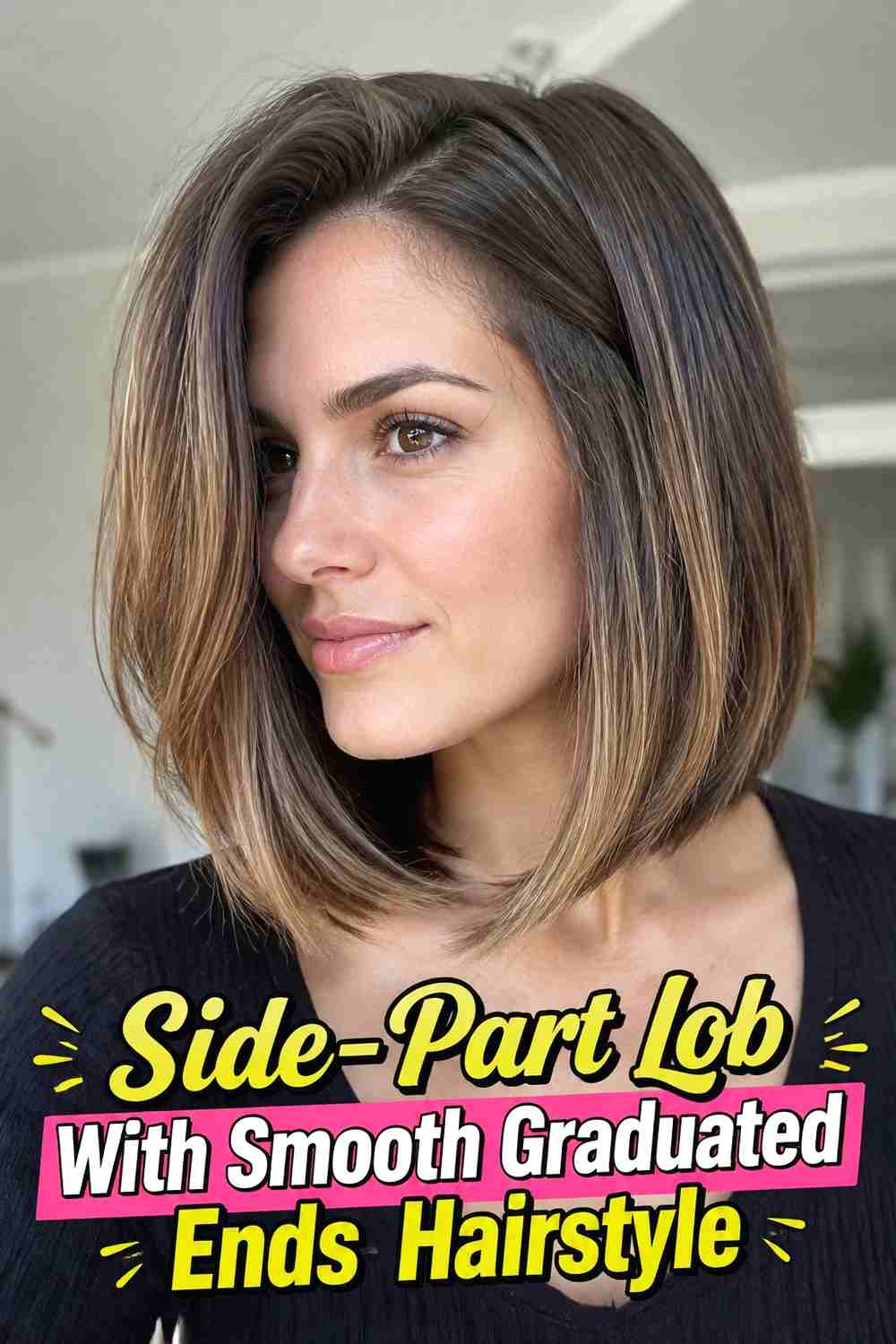 14. Side Part Lob With Smooth Graduated Ends Hairstyle