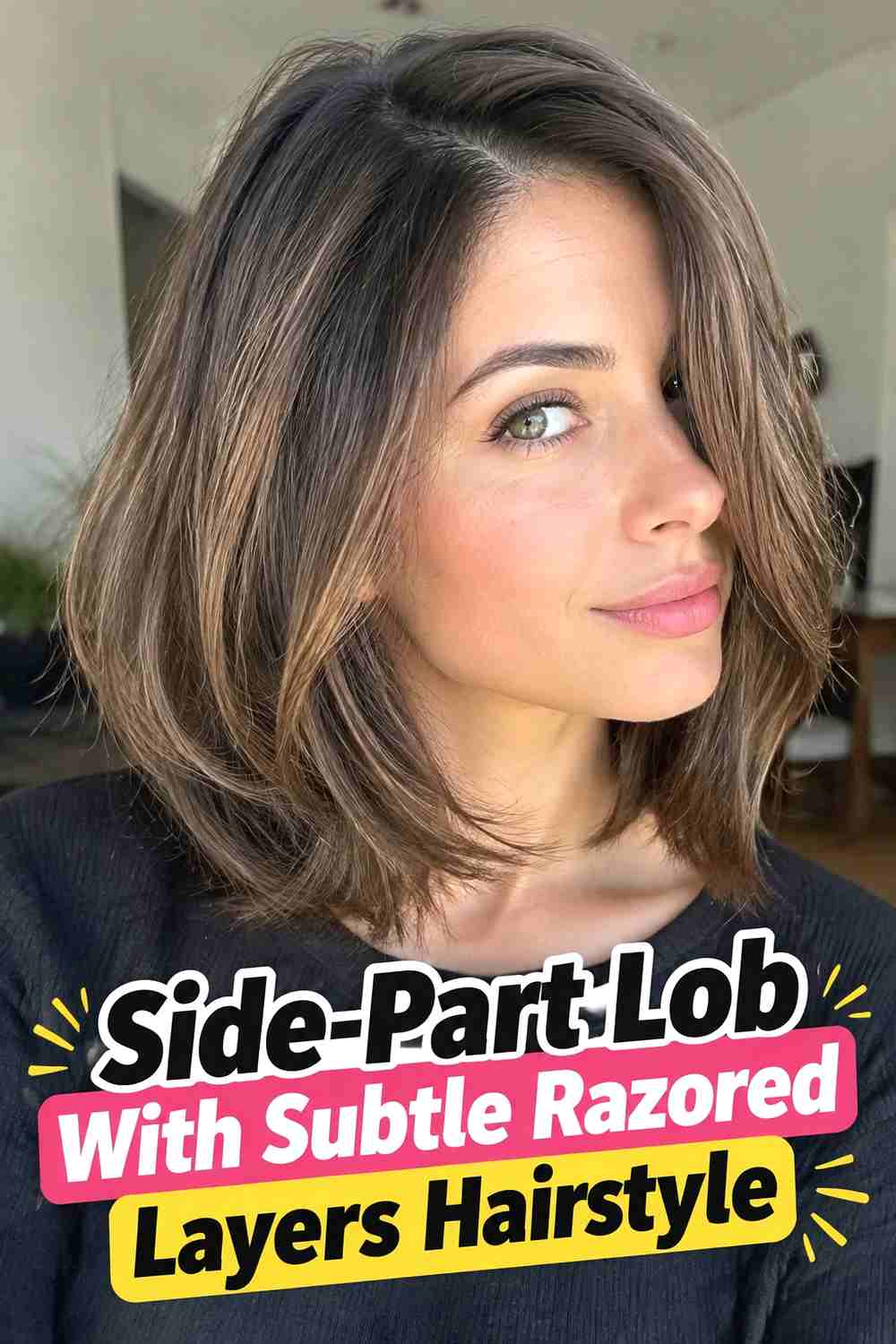 12. Side Part Lob With Subtle Razored Layers Hairstyle