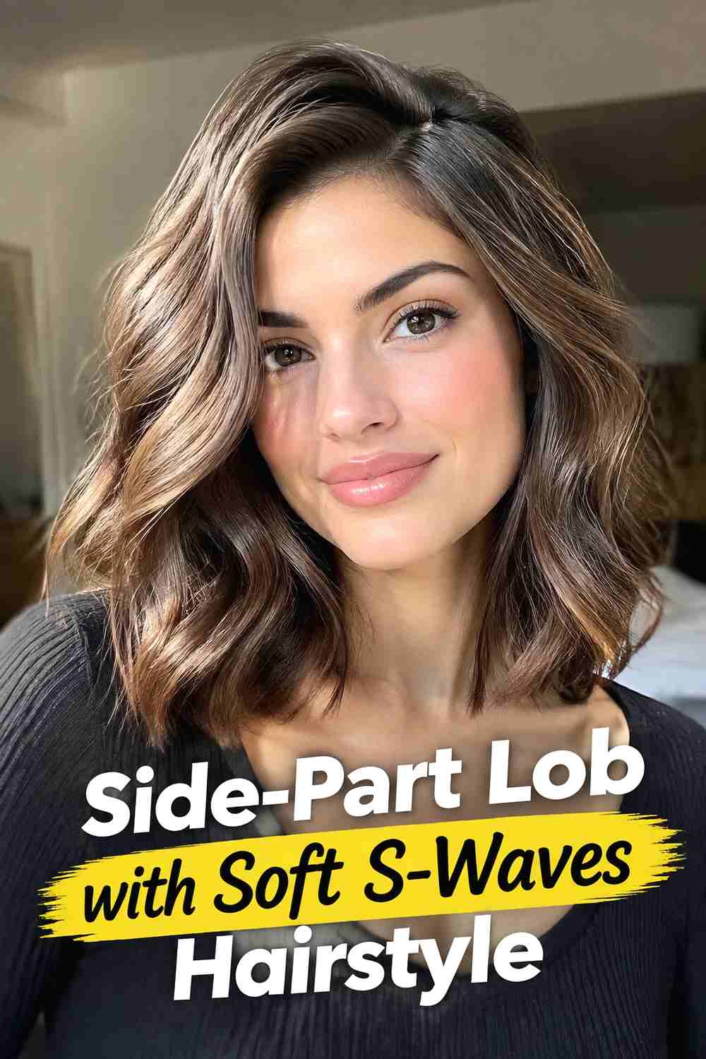 7. Side Part Lob With Soft S Waves Hairstyle