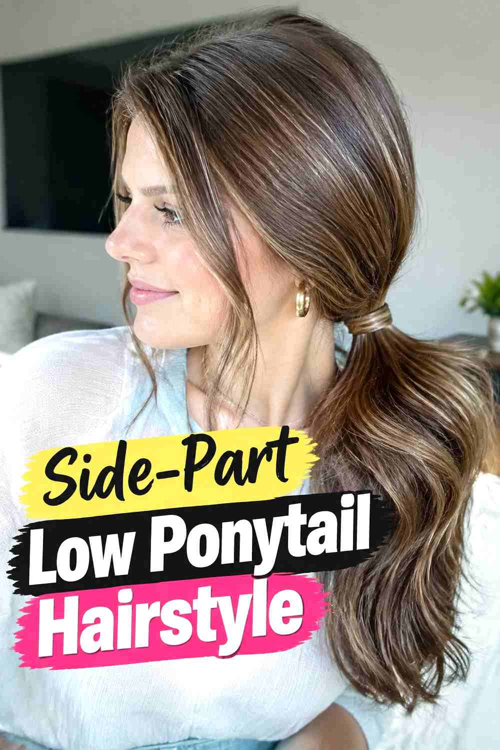 17. Side Part Low Ponytail Hairstyle