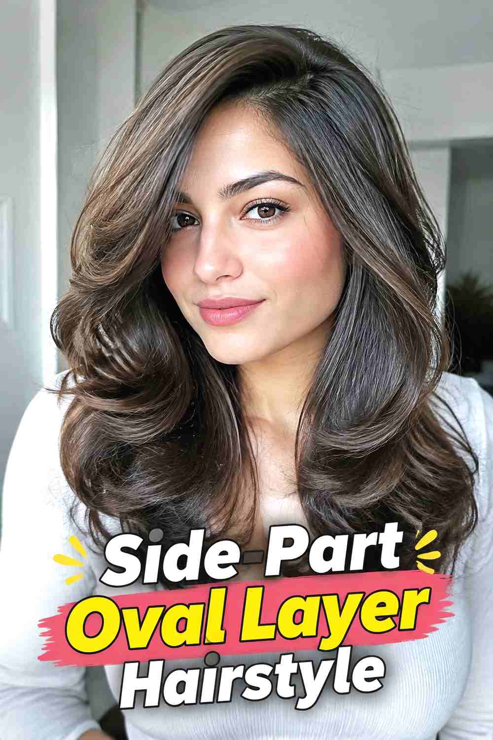 5. Side Part Oval Layer Hairstyle