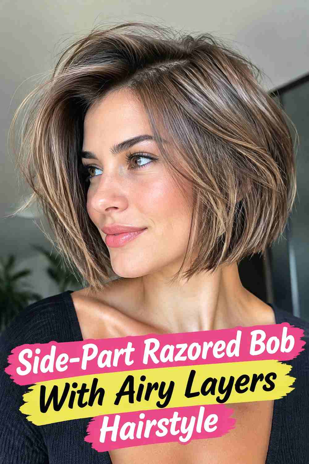 9. Side Part Razored Bob With Airy Layers Hairstyle