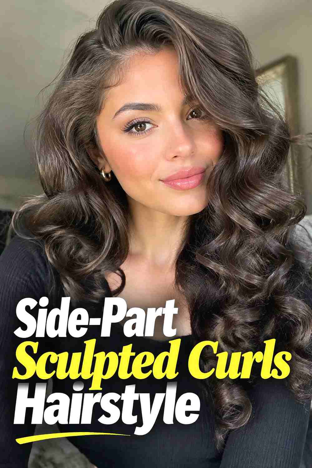 3. Side Part Sculpted Curls Hairstyle