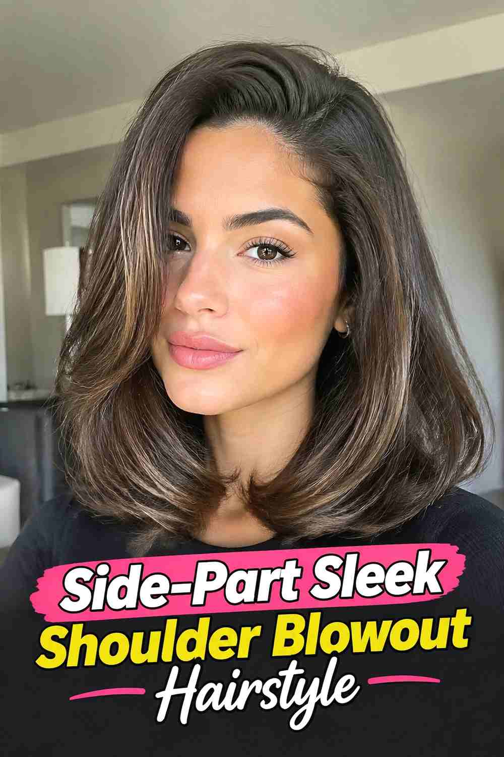 3. Side Part Sleek Shoulder Blowout Hairstyle