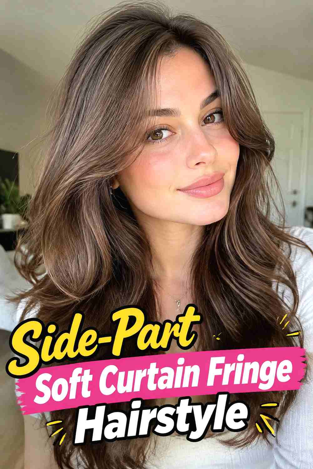 11. Side Part Soft Curtain Fringe Hairstyle