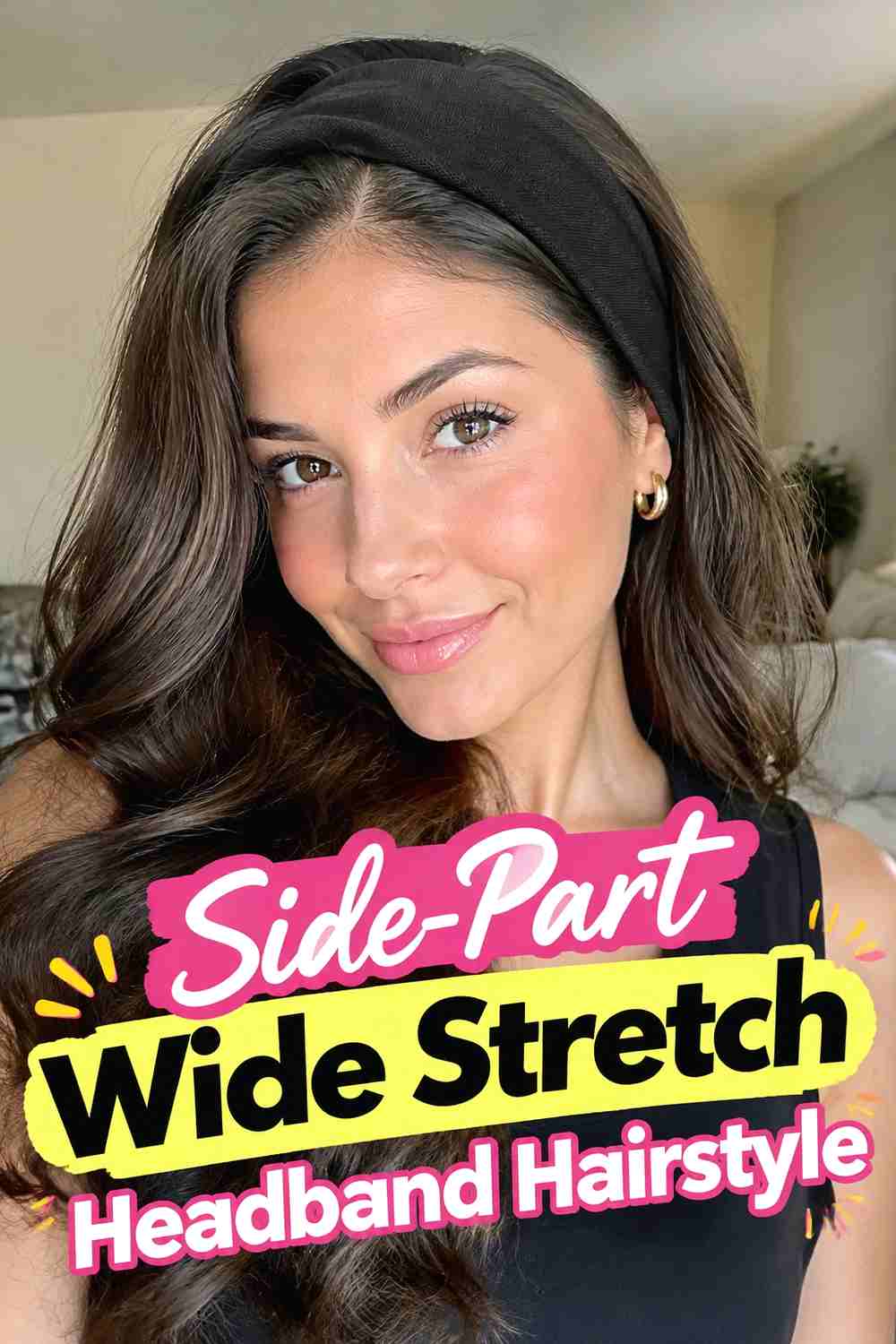 5. Side Part Wide Stretch Headband Hairstyle