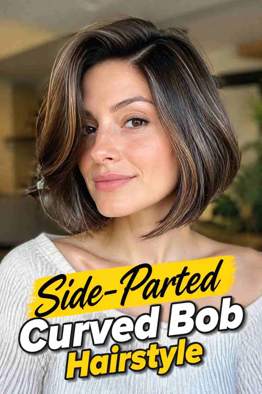 5. Side Parted Curved Bob Hairstyle