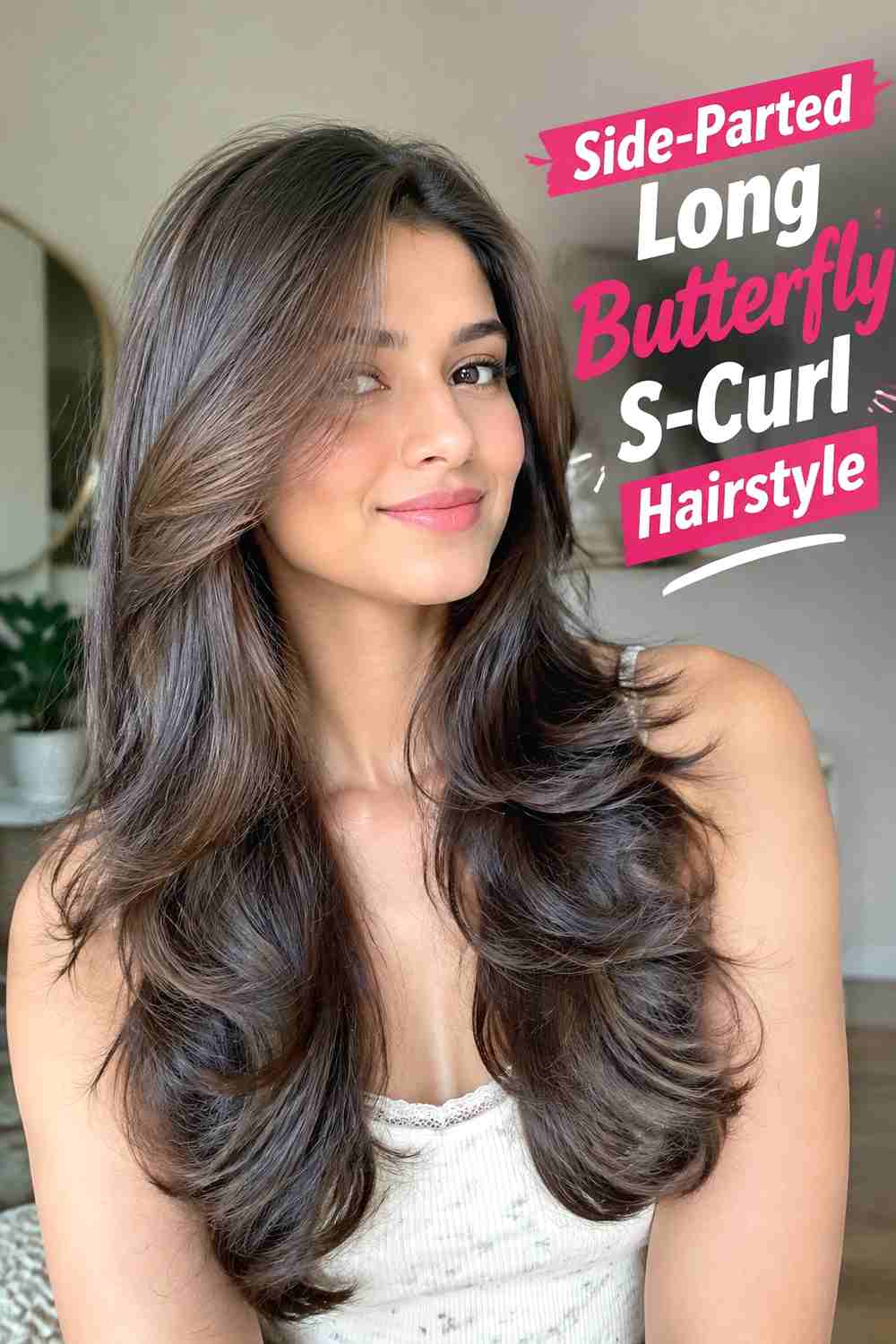 3. Side Parted Long Butterfly S Curl Hairstyle