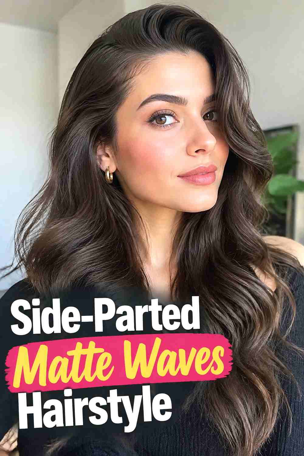 12. Side Parted Matte Waves Hairstyle