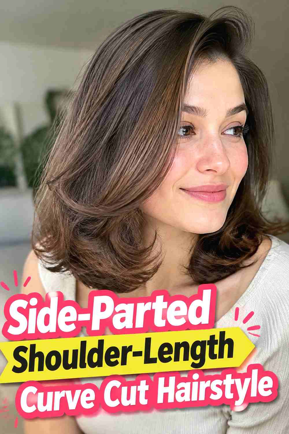 5. Side Parted Shoulder Length Curve Cut Hairstyle