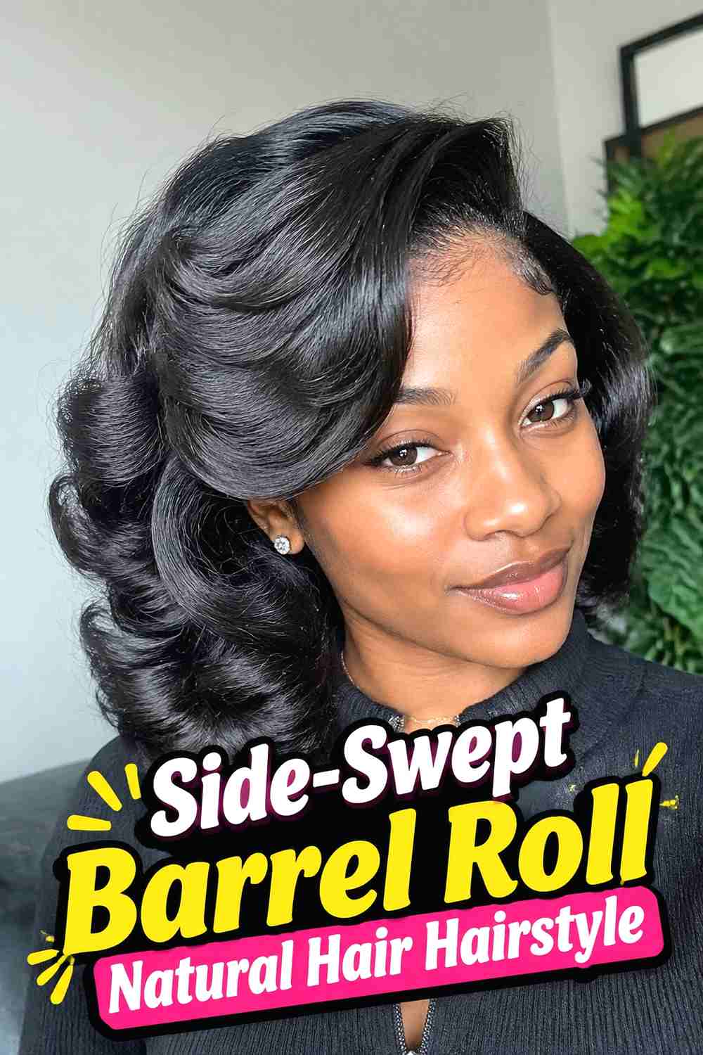 5. Side Swept Barrel Roll Natural Hair Hairstyle