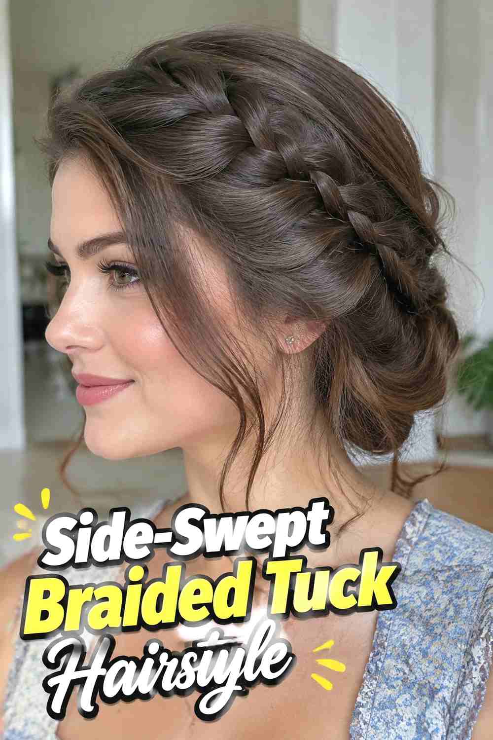 3. Side Swept Braided Tuck Hairstyle