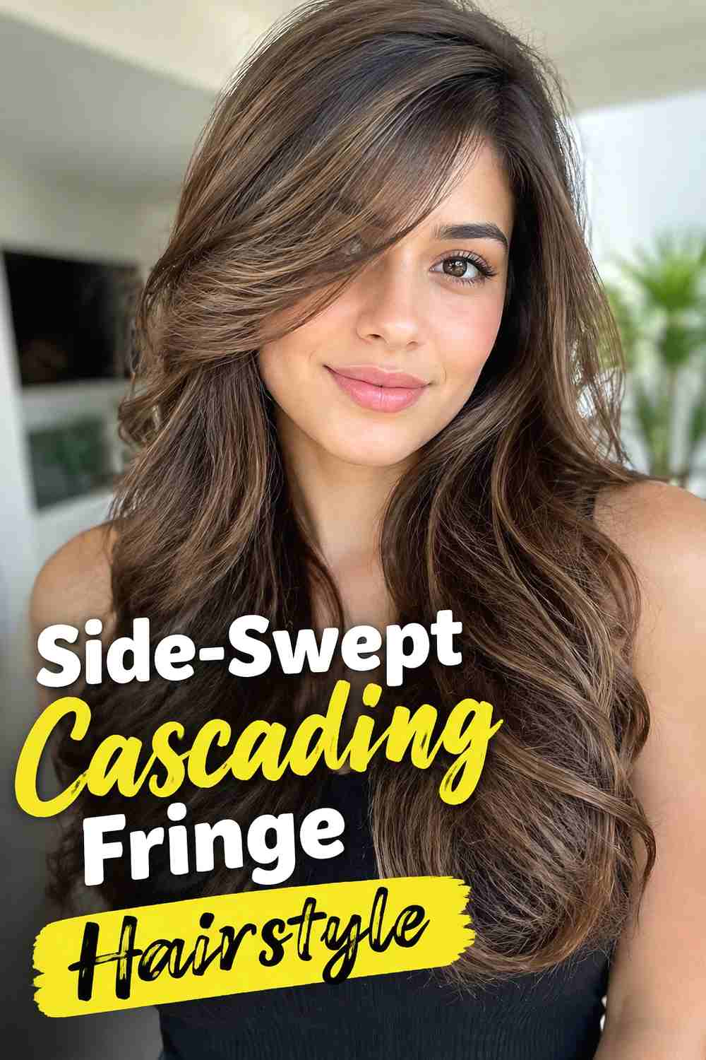 15. Side Swept Cascading Fringe Hairstyle