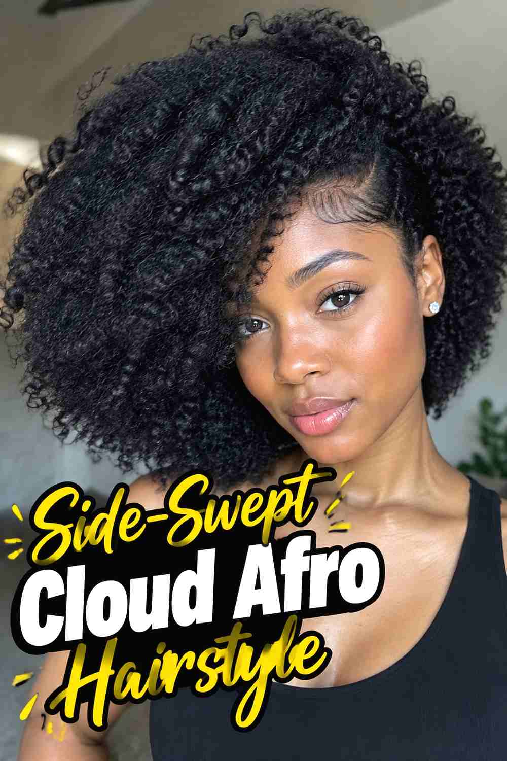 8. Side Swept Cloud Afro Hairstyle