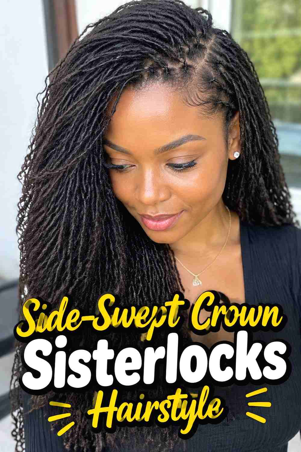 5. Side Swept Crown Sisterlocks Hairstyle