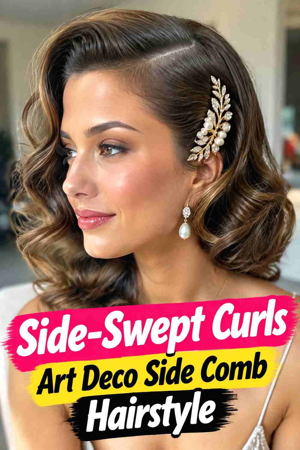 8. Side Swept Curls Art Deco Side Comb Hairstyle
