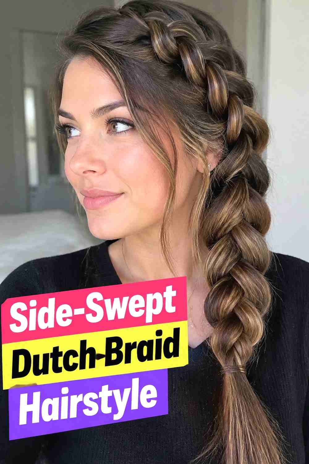 6. Side Swept Dutch Braid Hairstyle