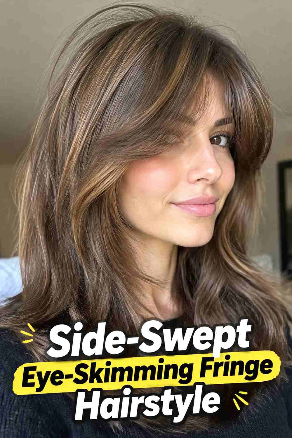 18. Side Swept Eye Skimming Fringe Hairstyle