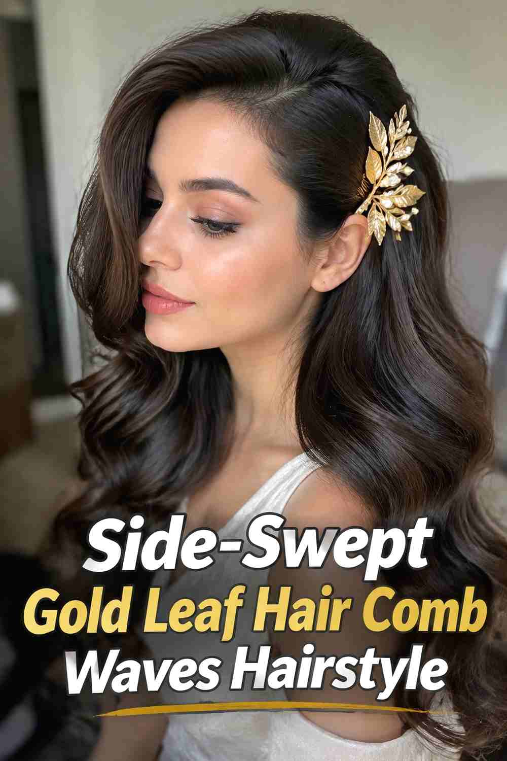 3. Side Swept Gold Leaf Hair Comb Waves Hairstyle