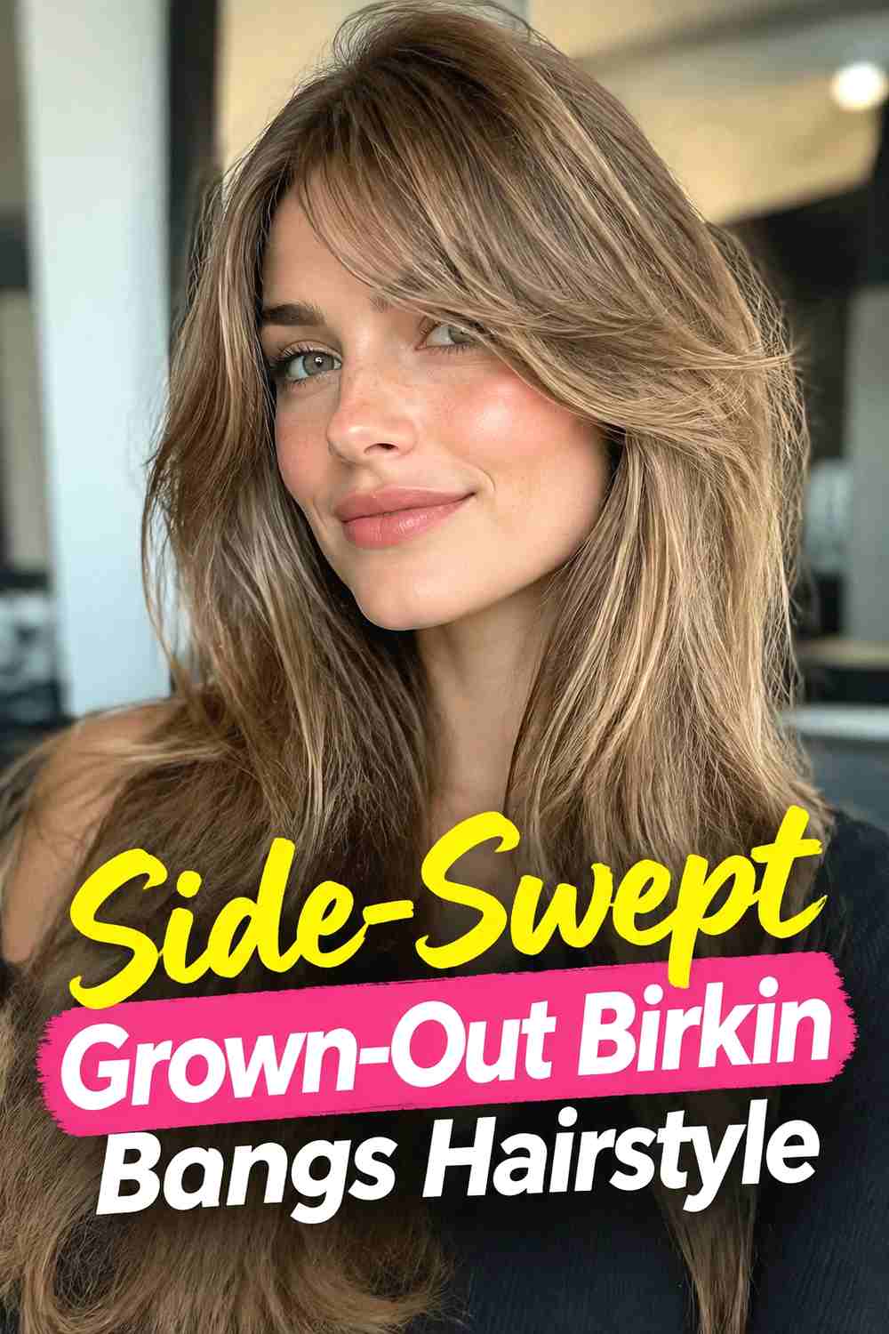 8. Side Swept Grown Out Birkin Bangs Hairstyle