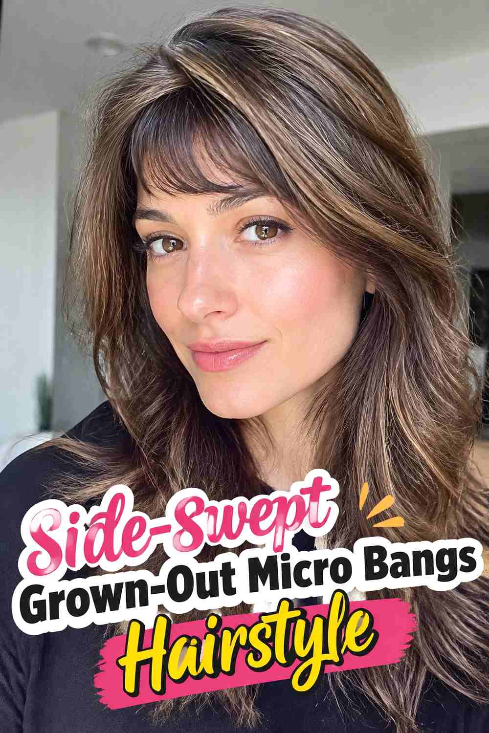 4. Side Swept Grown Out Micro Bangs Hairstyle