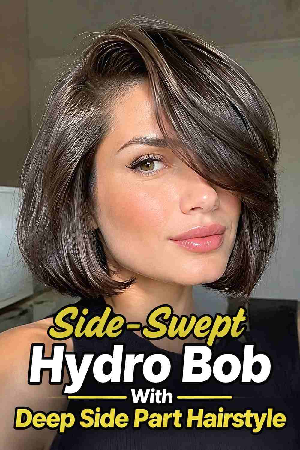 6. Side Swept Hydro Bob With Deep Side Part Hairstyle