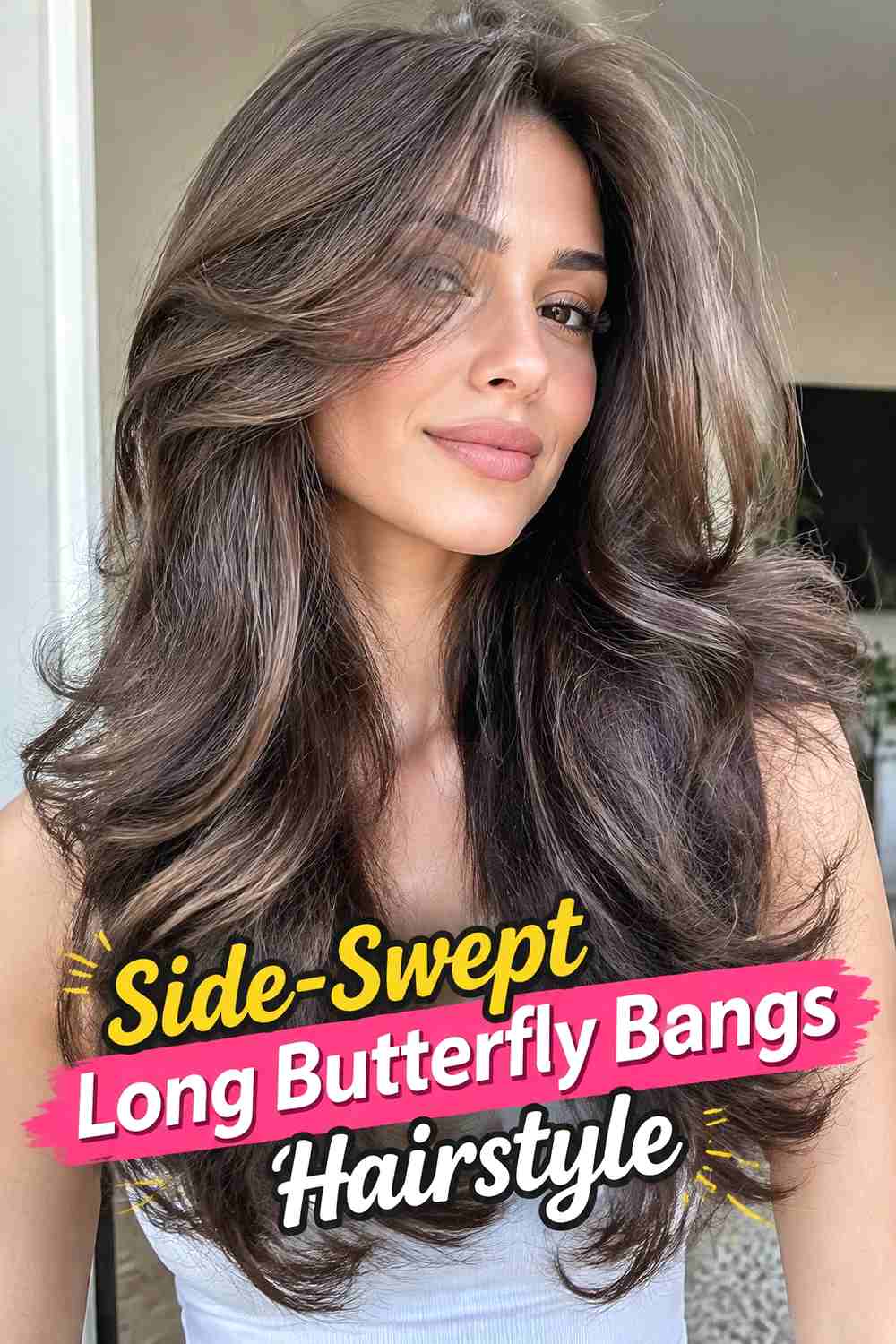 6. Side Swept Long Butterfly Bangs Hairstyle