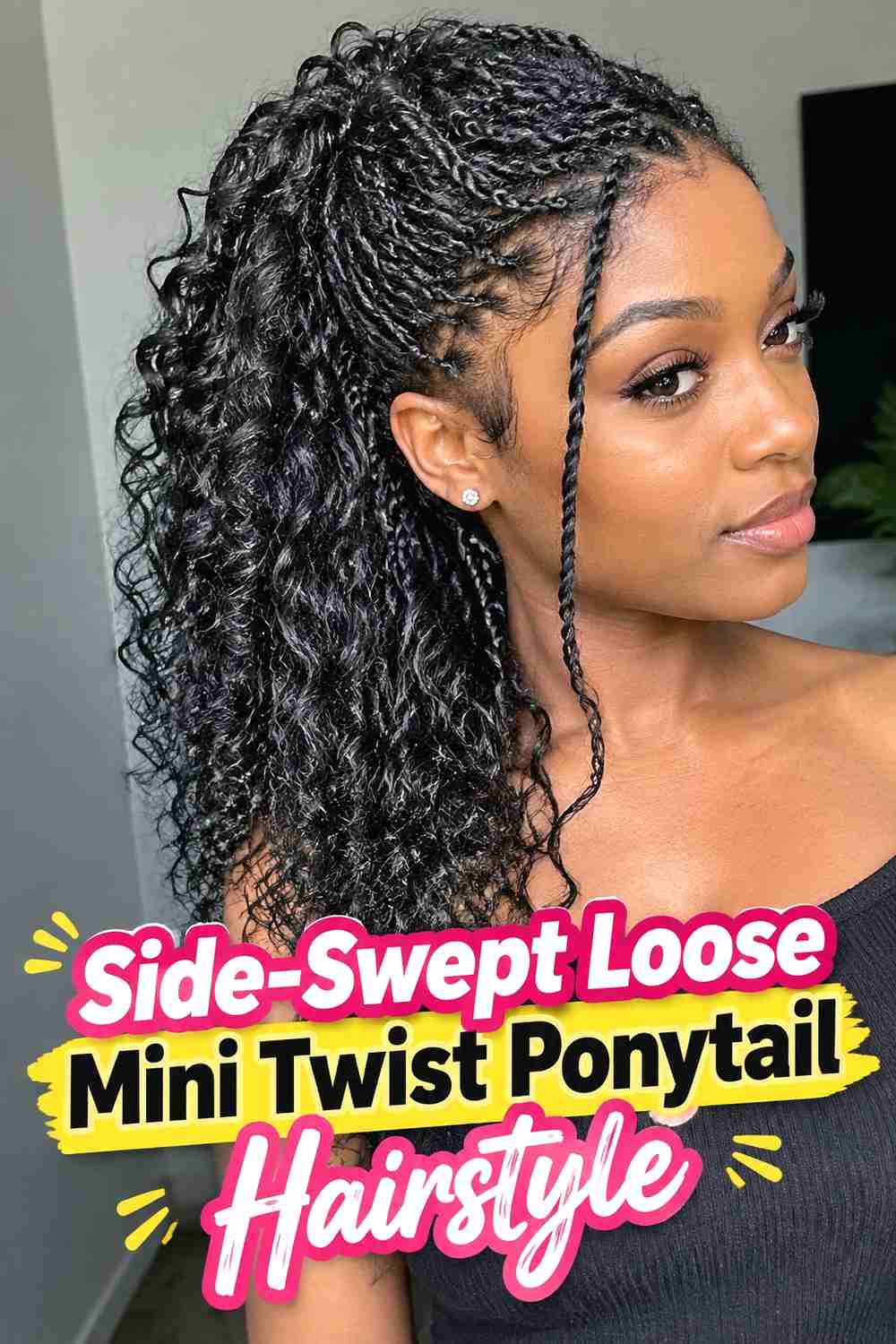 3. Side Swept Loose Mini Twist Ponytail Hairstyle