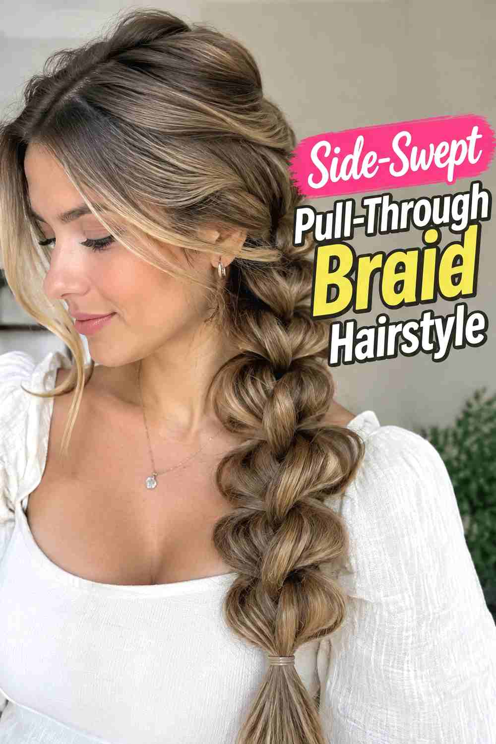 13. Side Swept Pull Through Braid Hairstyle