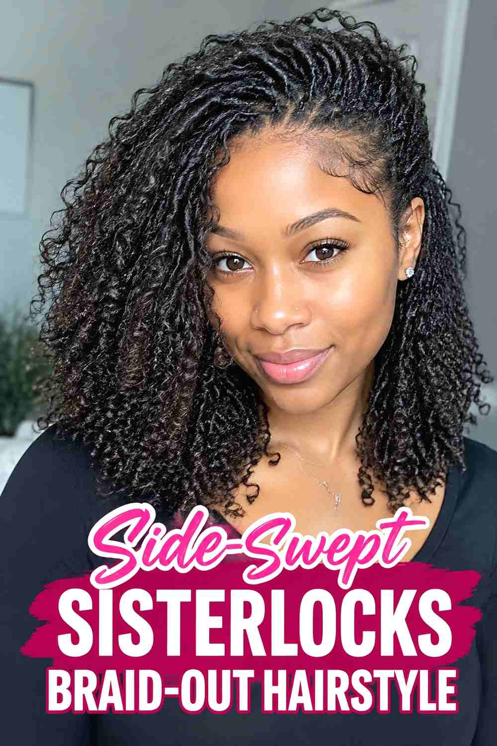 12. Side Swept Sisterlocks Braid Out Hairstyle