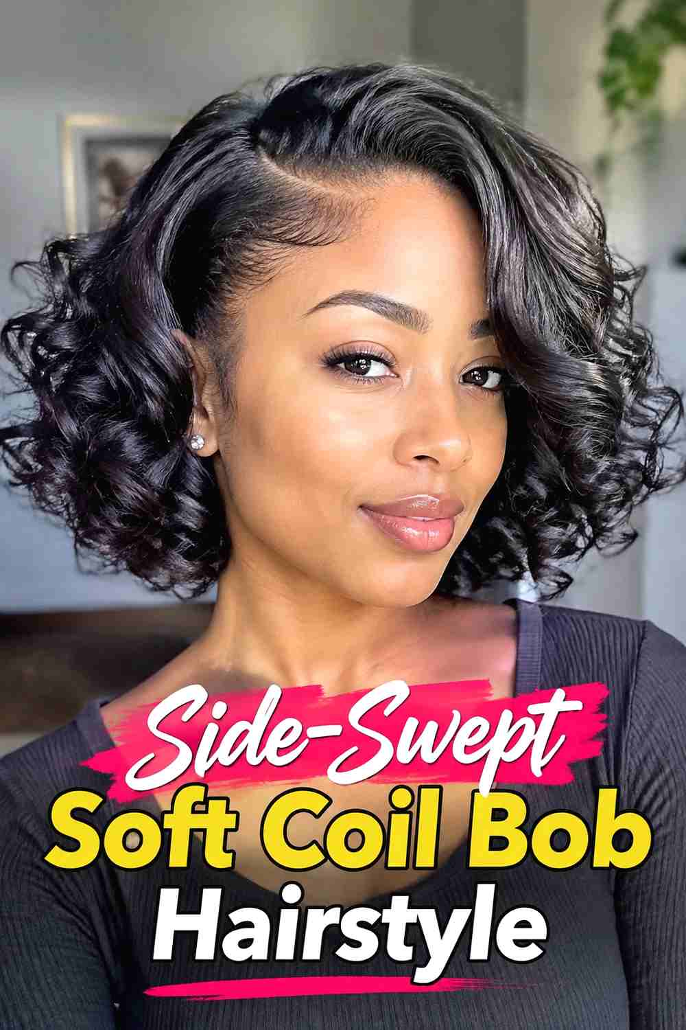 9. Side Swept Soft Coil Bob Hairstyle