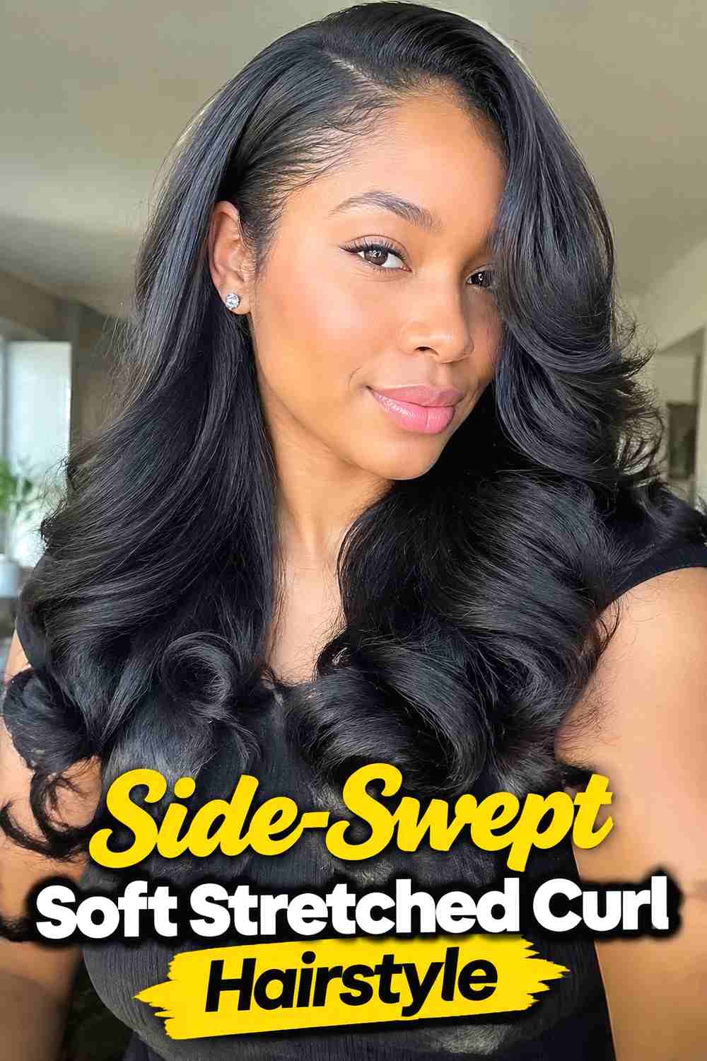 7. Side Swept Soft Stretched Curl Hairstyle