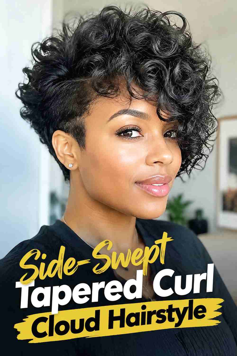 3. Side Swept Tapered Curl Cloud Hairstyle