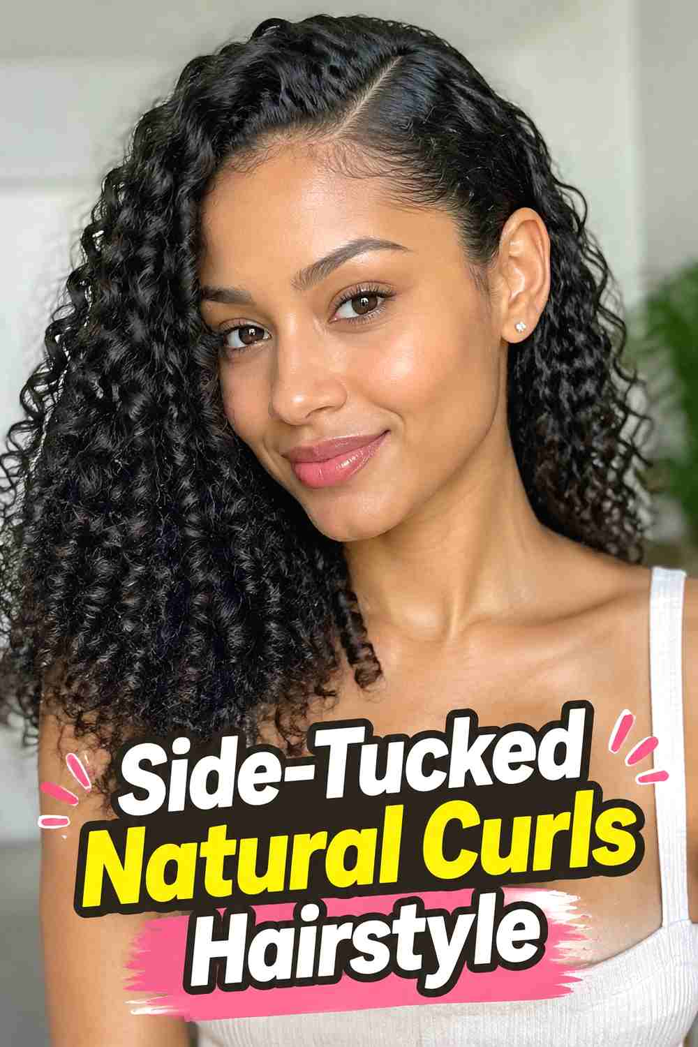 19. Side Tucked Natural Curls Hairstyle