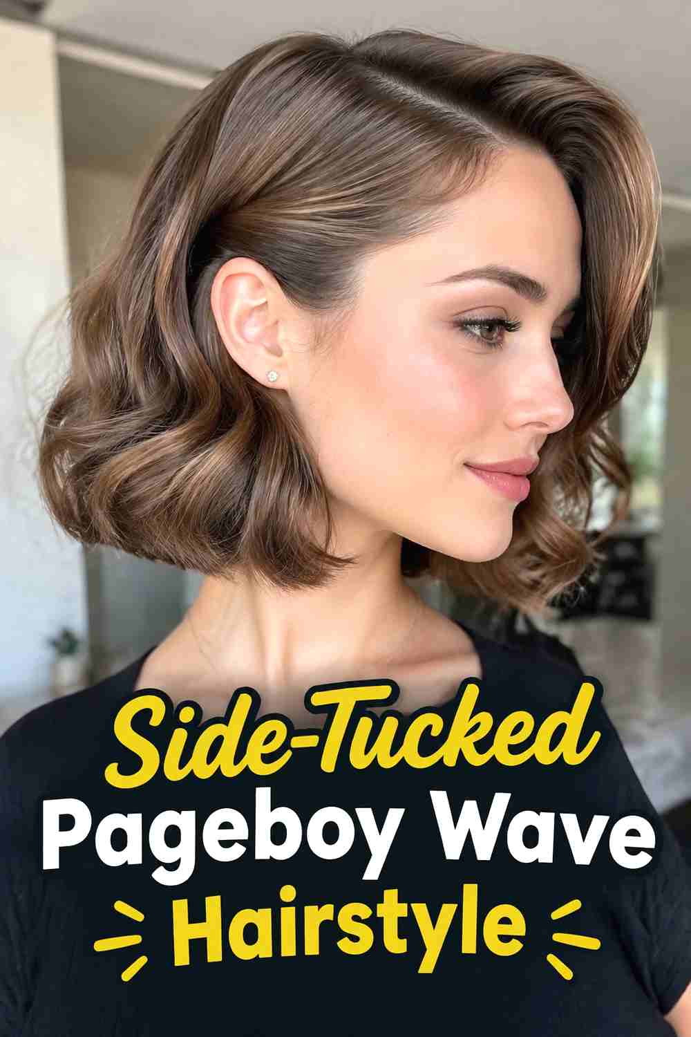 9. Side Tucked Pageboy Wave Hairstyle