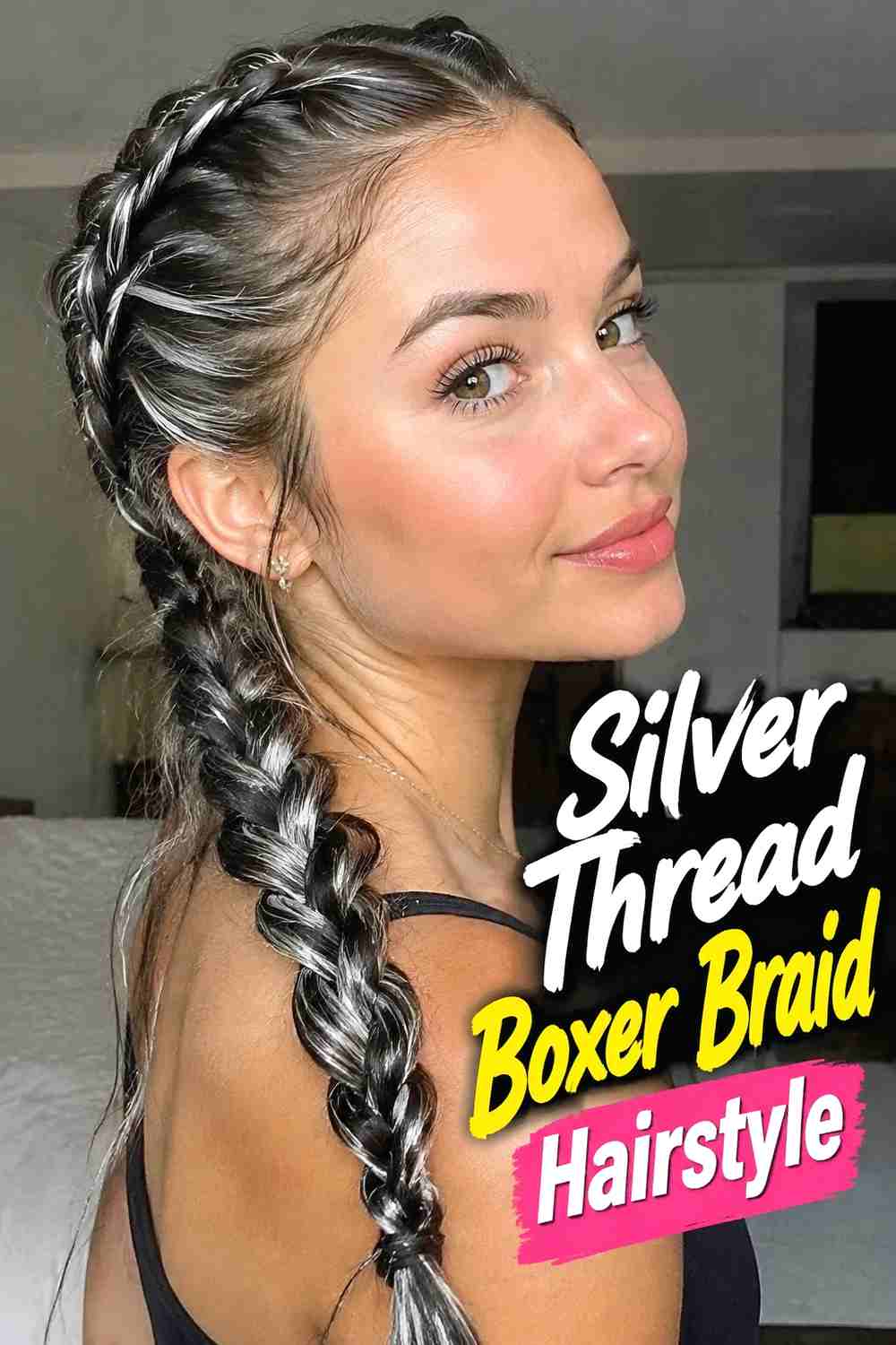 11. Silver Thread Boxer Braid Hairstyle