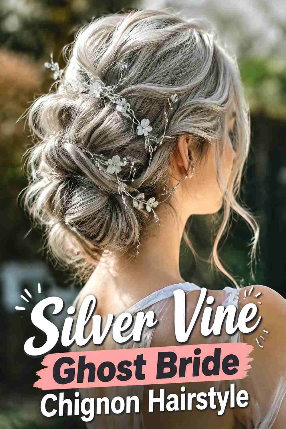 12. Silver Vine Ghost Bride Chignon Hairstyle